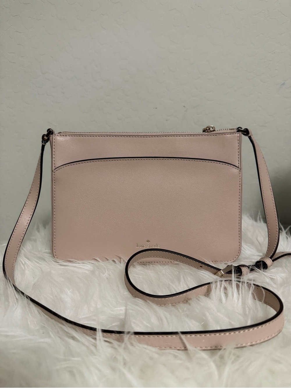 kate spade Blush Pink Leather Crossbody with Contrast Edge